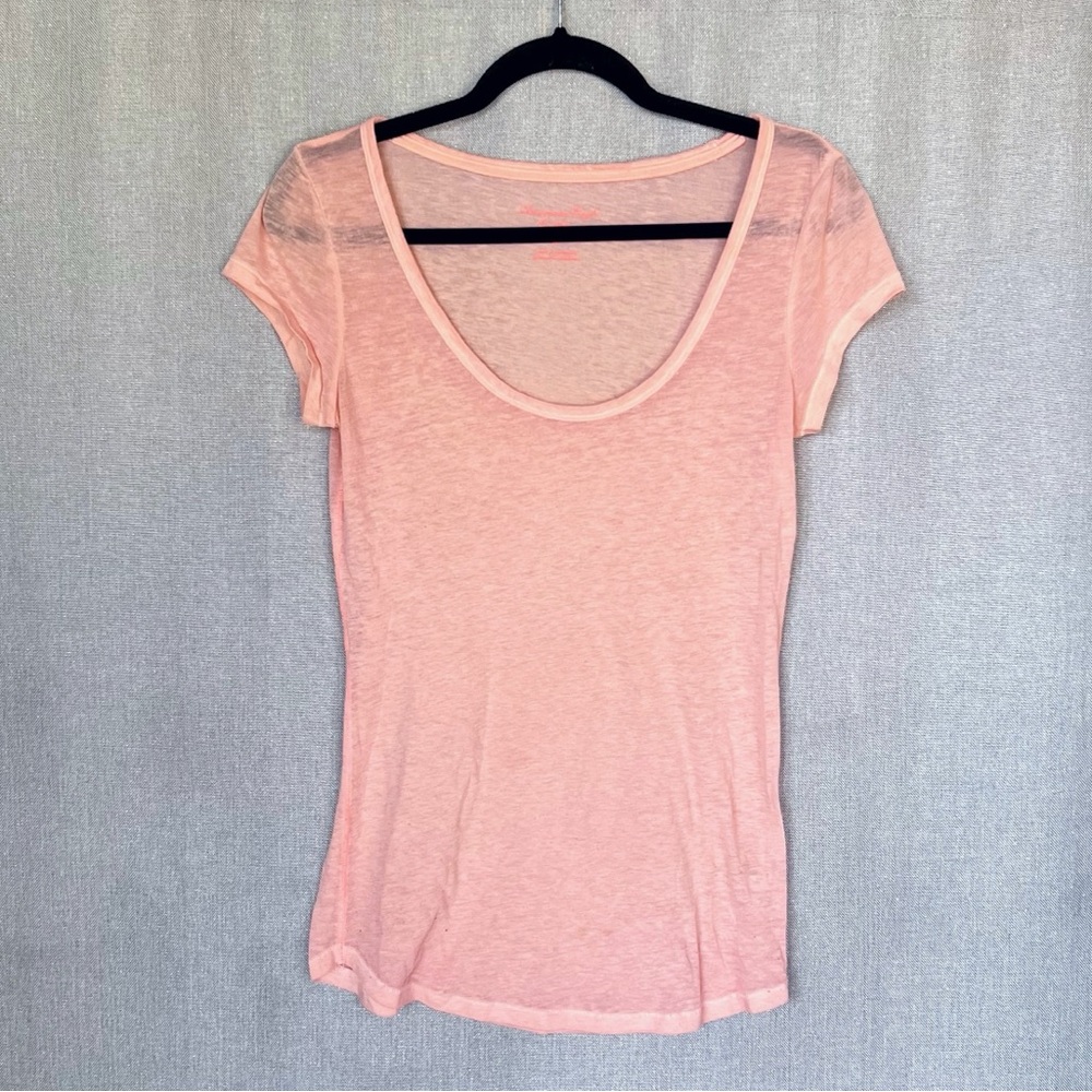 American Eagle Outfitters Light Peach Pink Short Sleeve Top Size S